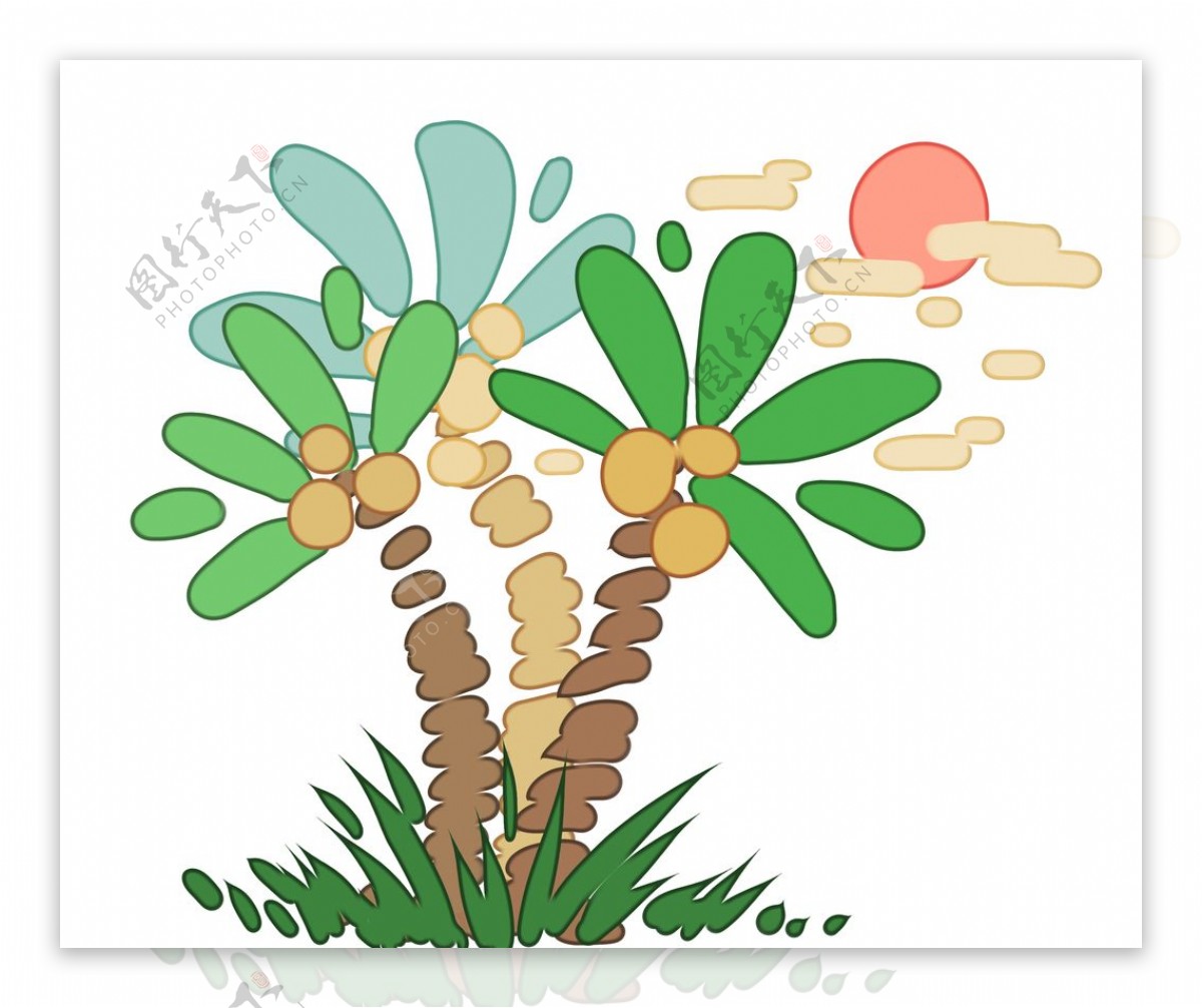 卡通椰子树图案图片素材免费下载 - 觅知网