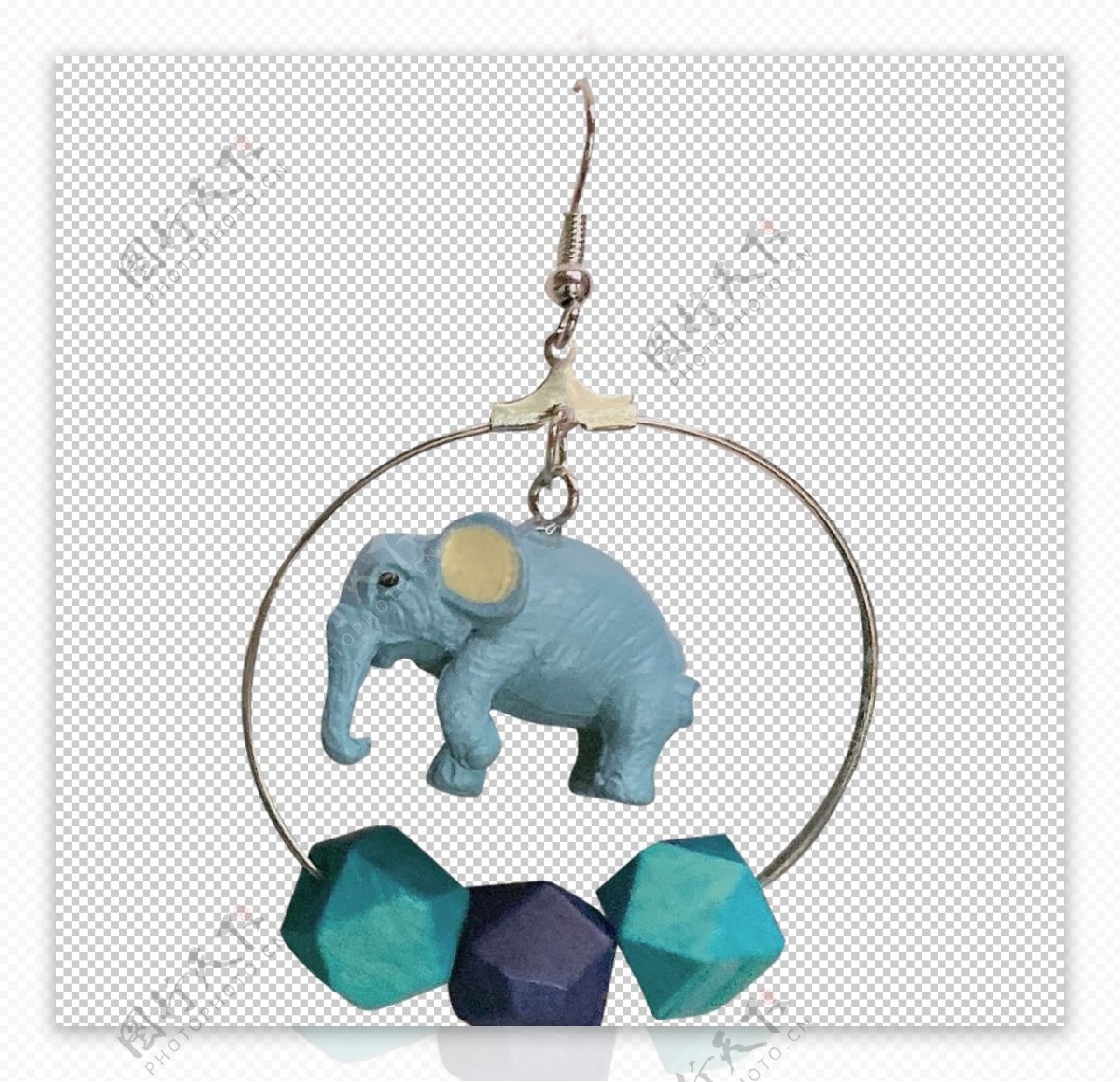 大象珠子耳环图片