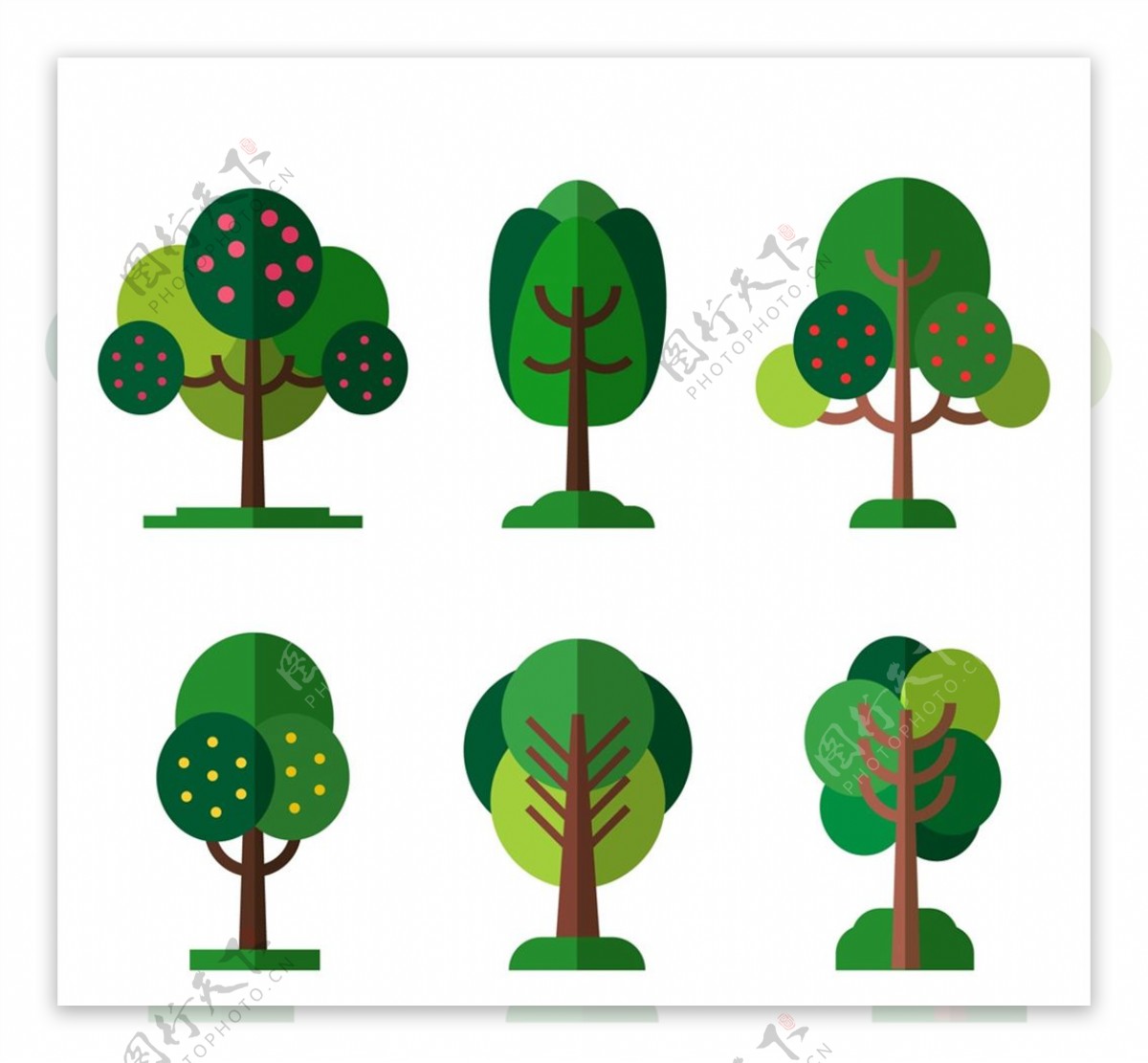 扁平化绿色树木图片