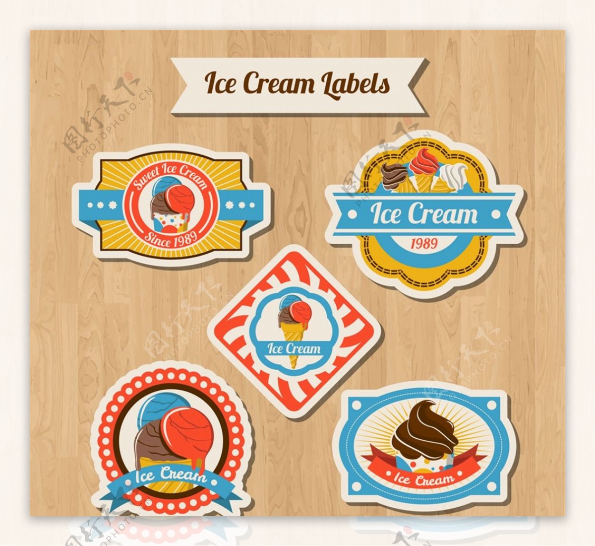 夏季冰淇淋标签图片