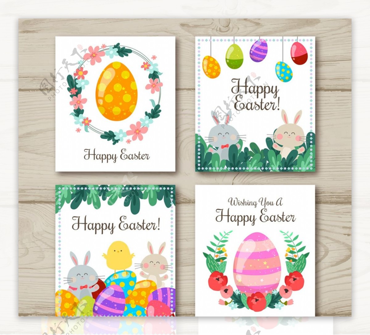 兔子和彩蛋祝福卡图片