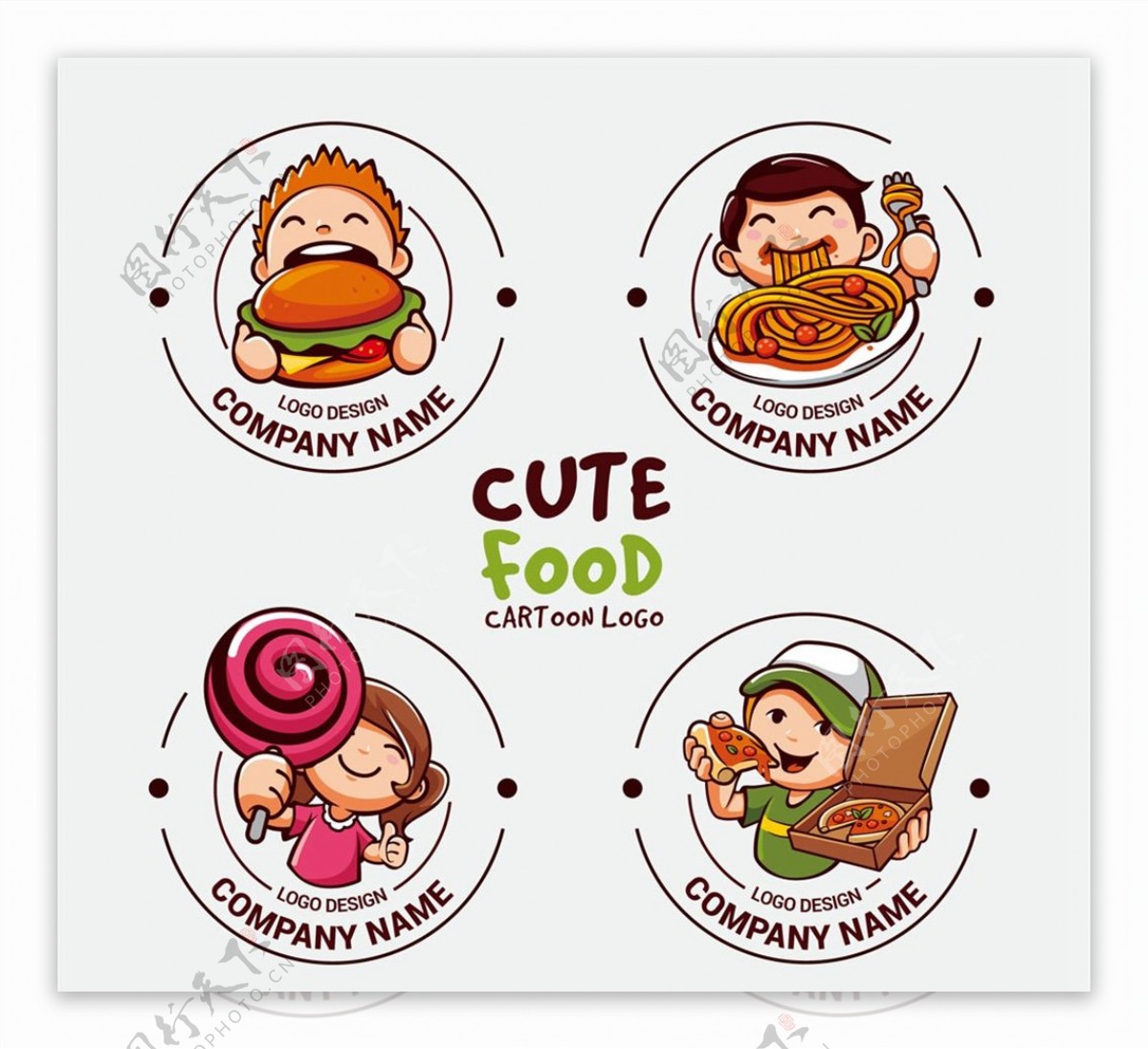 卡通人物餐饮标志图片