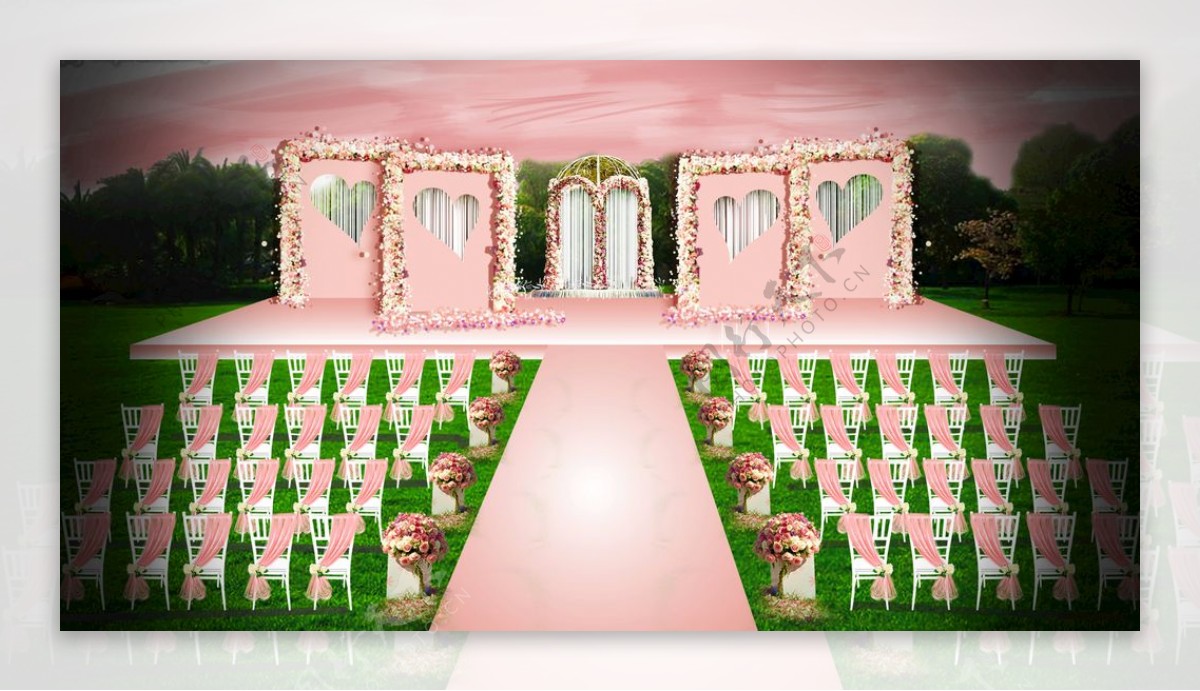 粉色系婚礼设计主背景整体图片