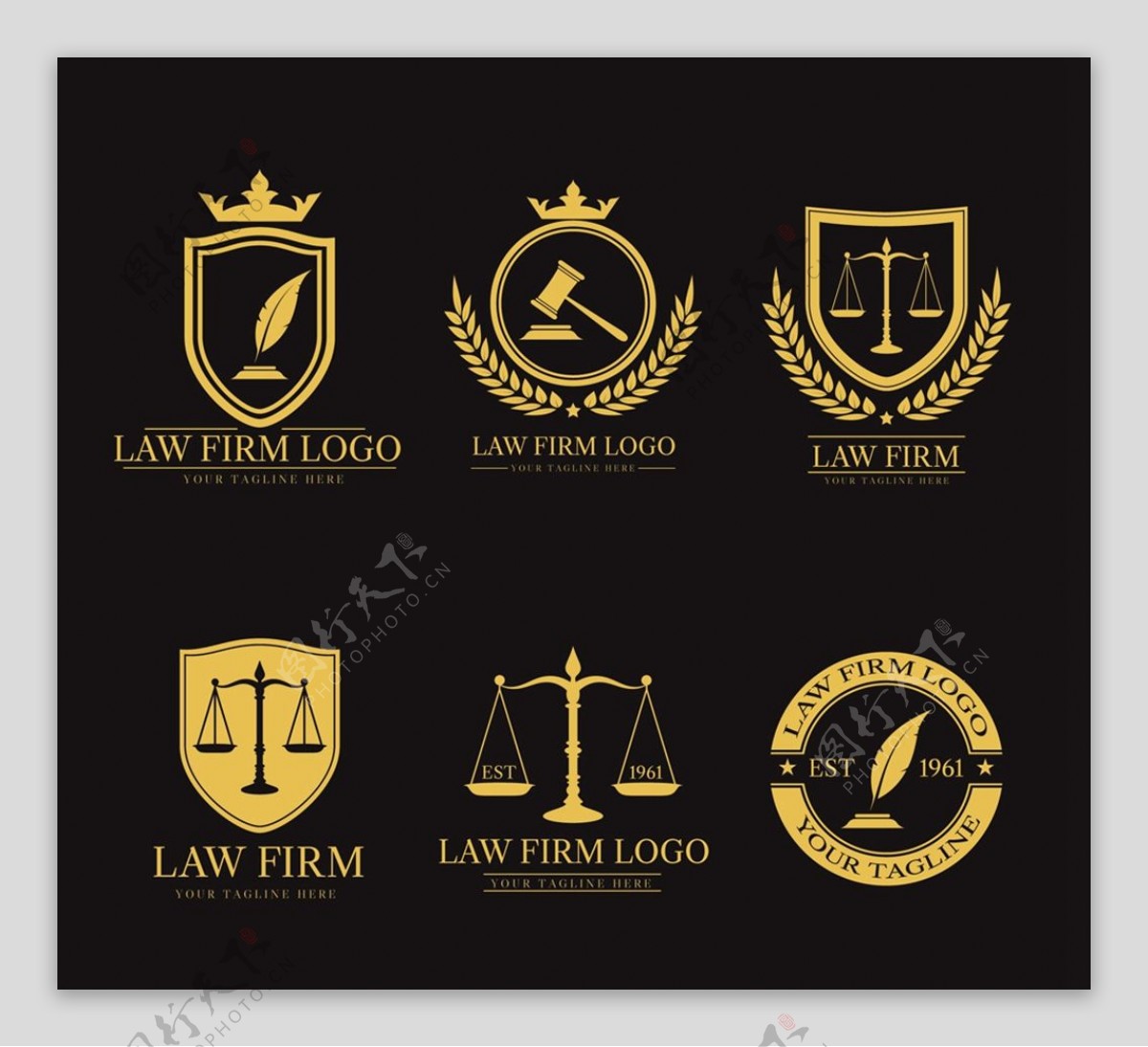 金色法律元素标志图片