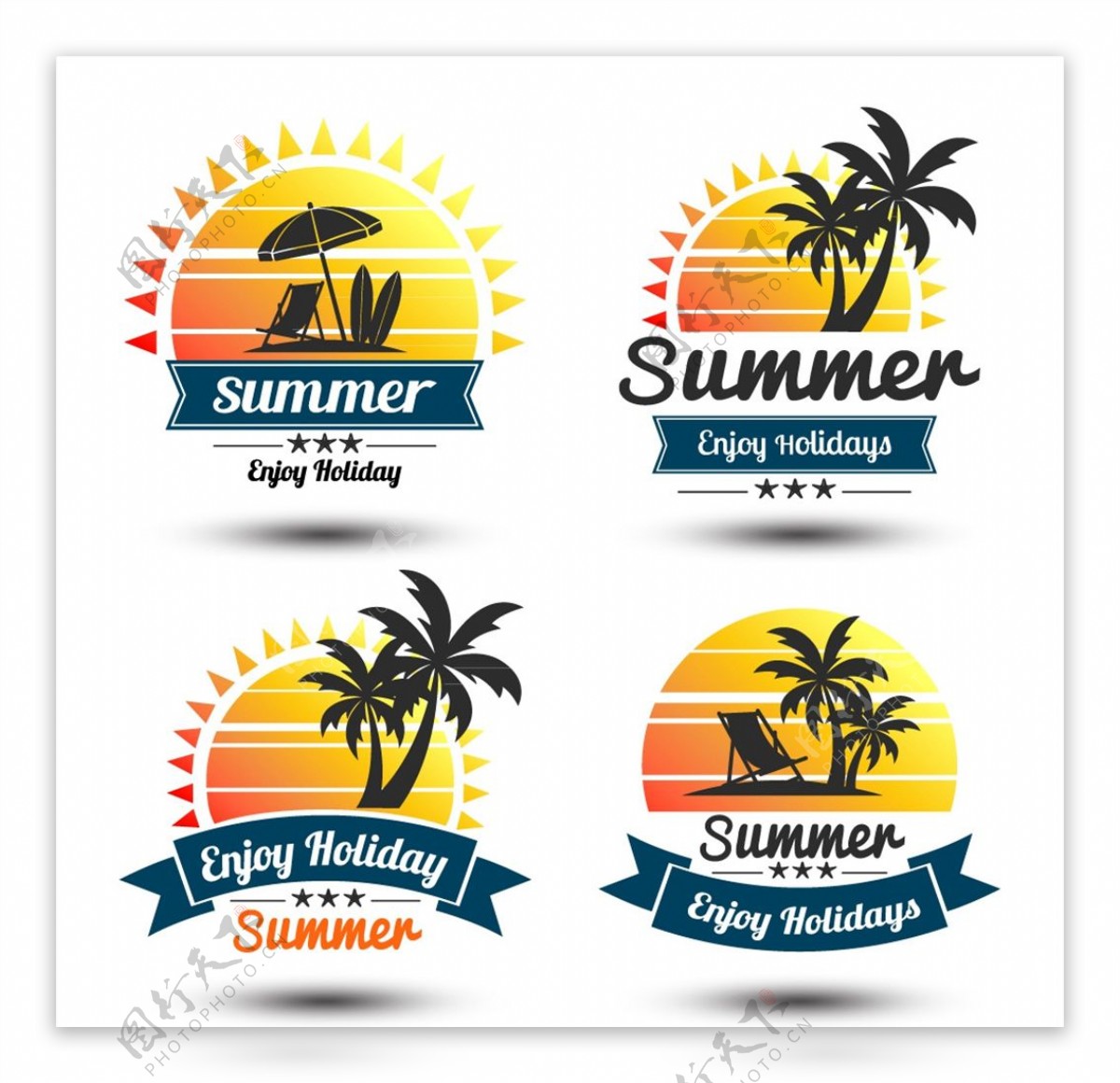 夏季假期太阳标签图片