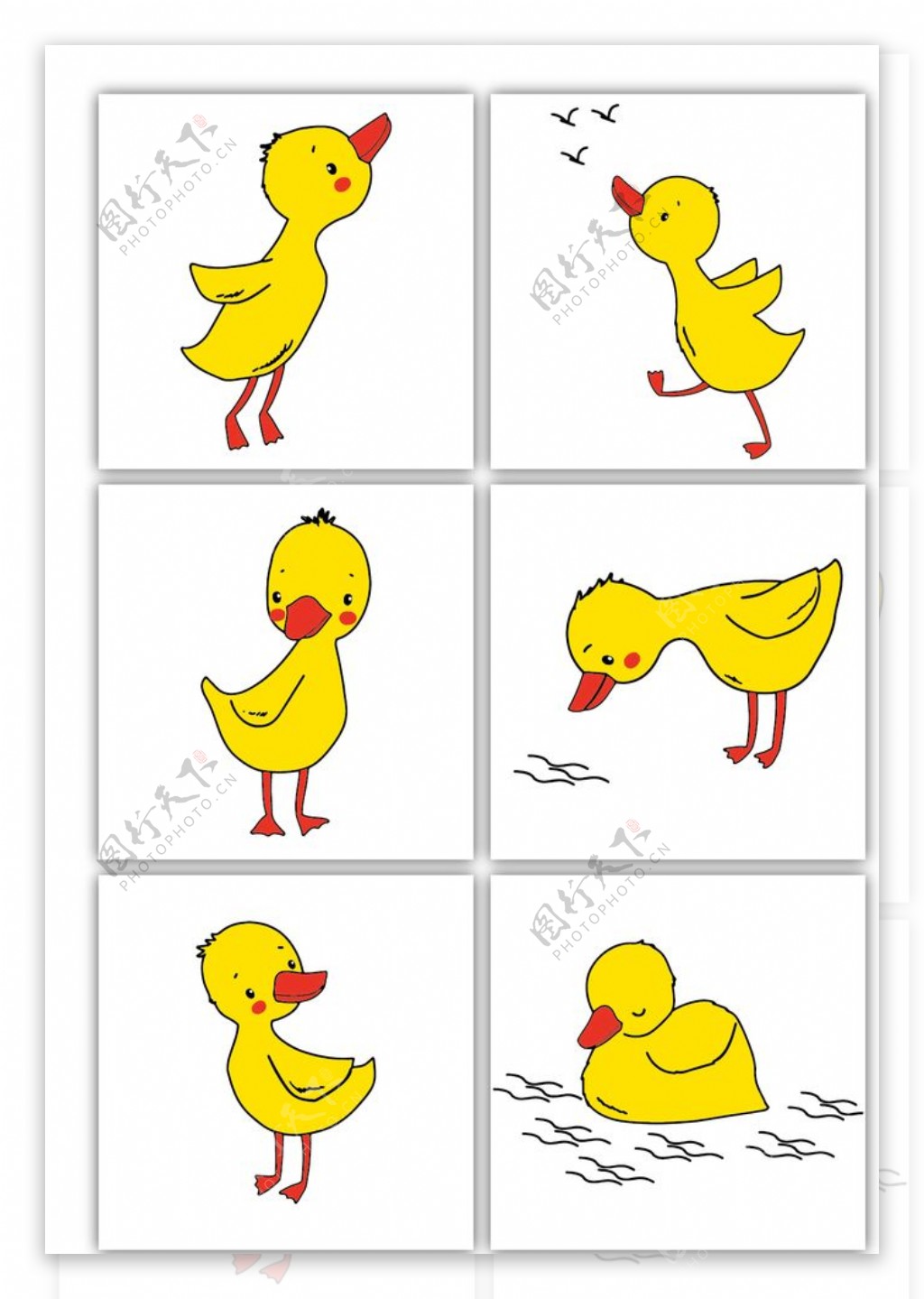 卡通手绘可爱小黄鸭图片