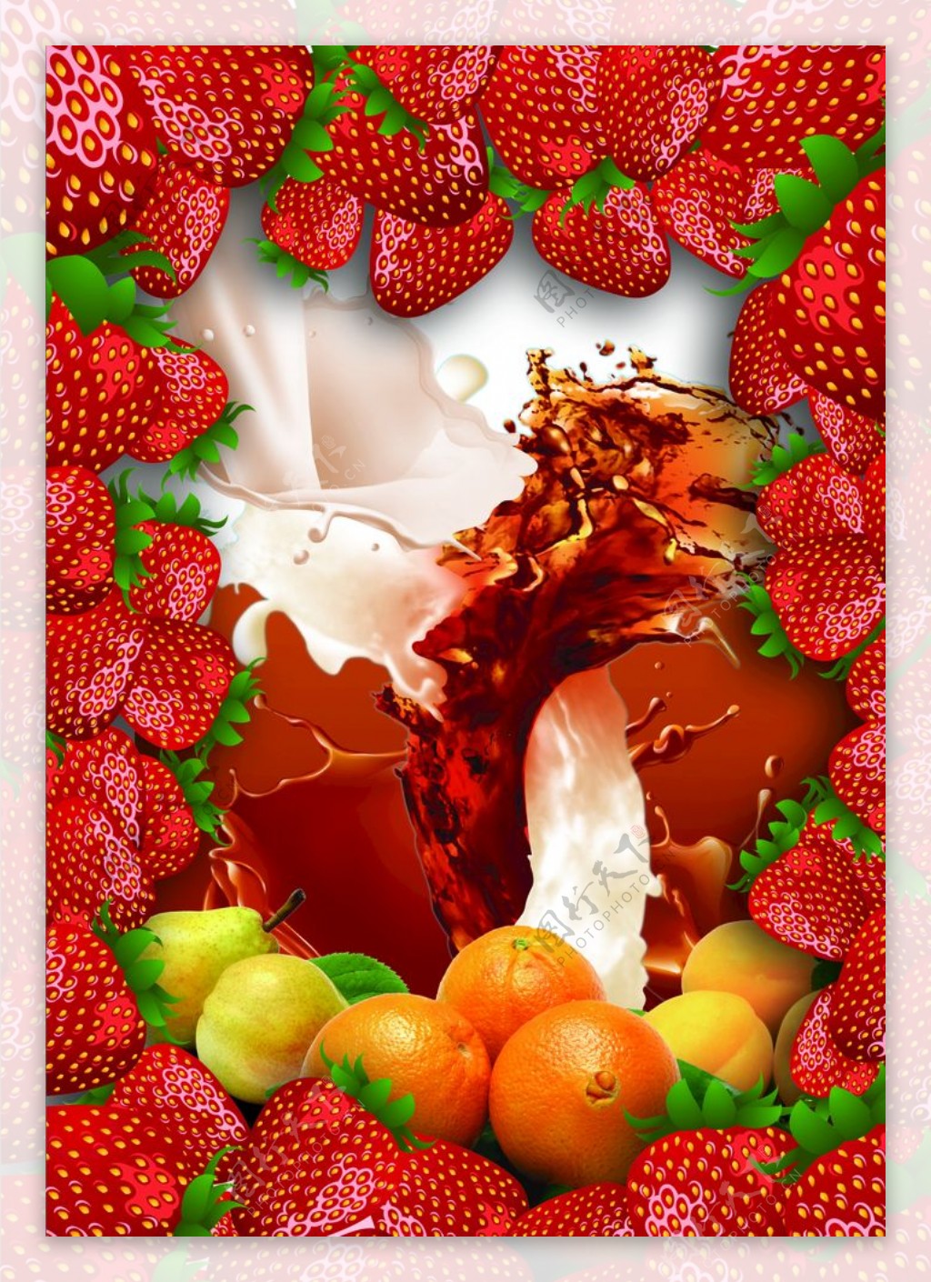 水果草莓牛奶咖啡图片