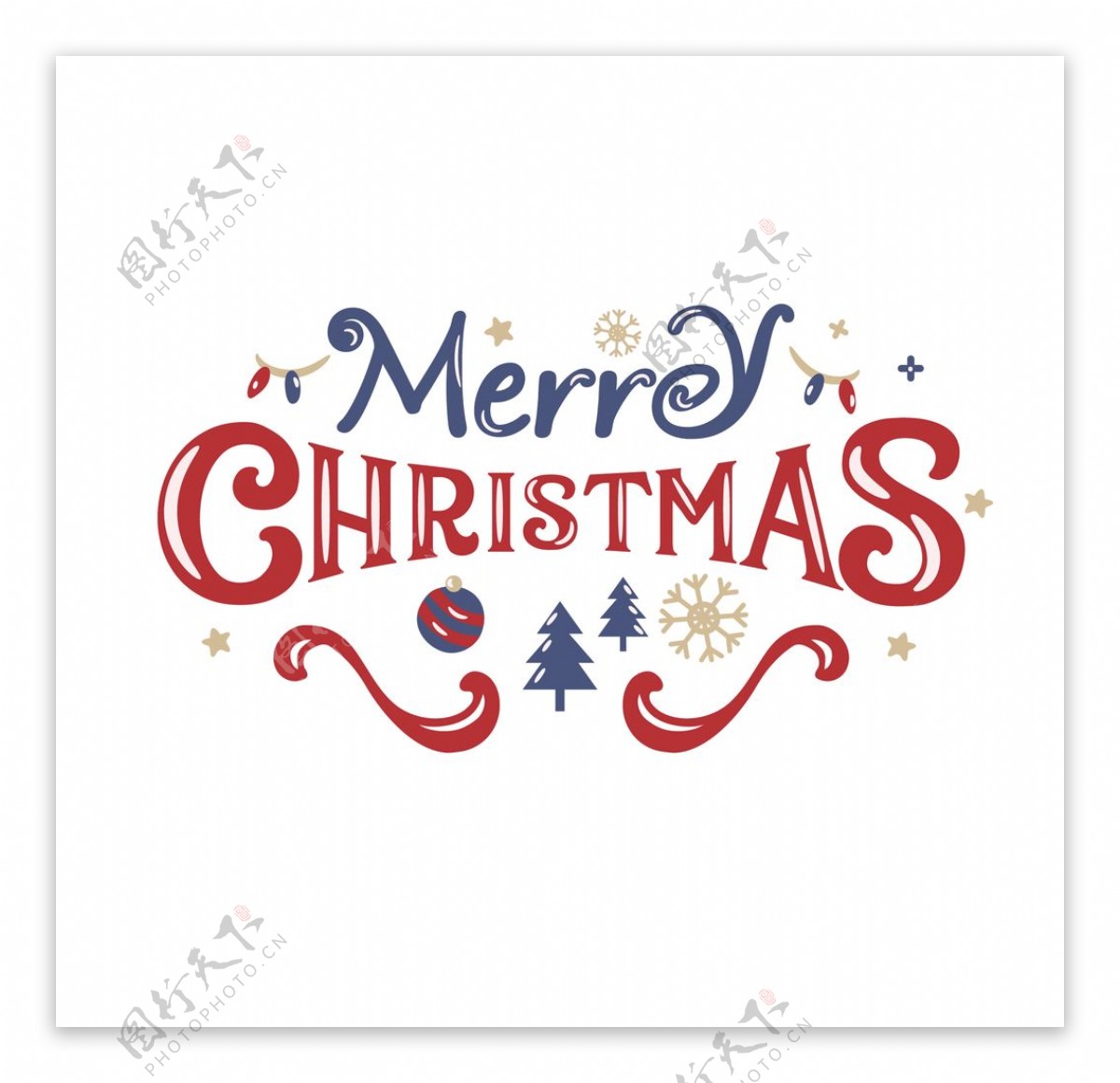 圣诞节英文装饰艺术字体素材图片