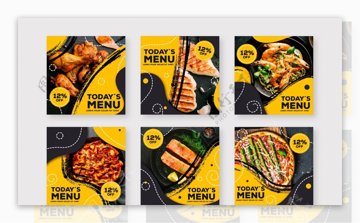 黄色餐馆促销传单图片
