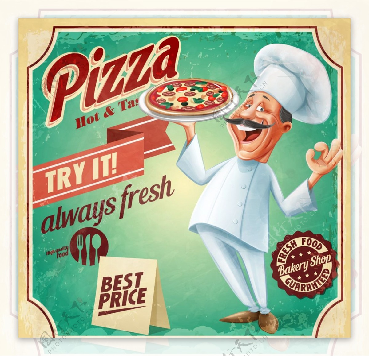 厨师披萨店海报图片