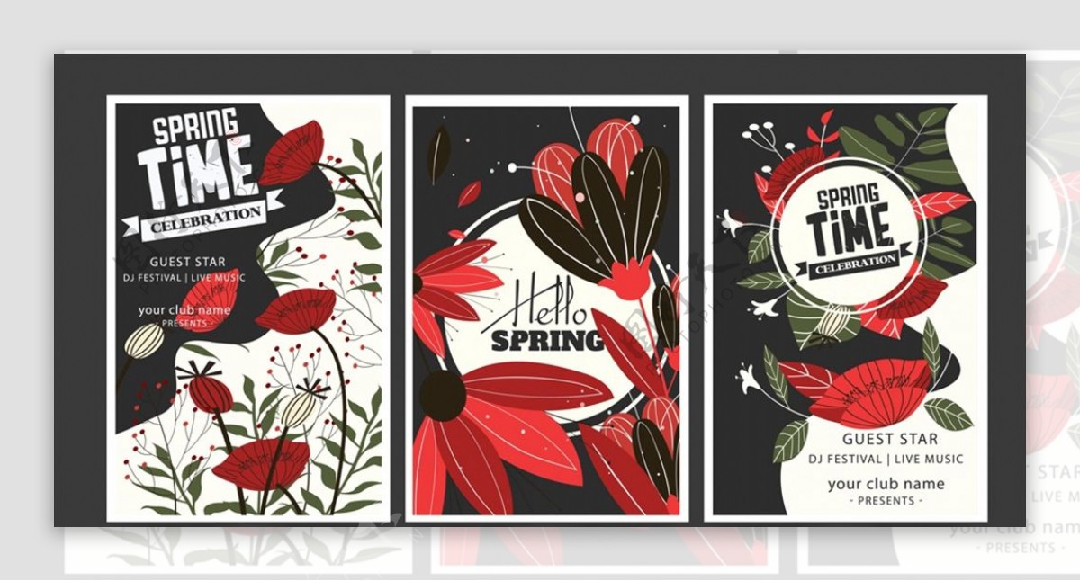 抽象春季花卉海报图片