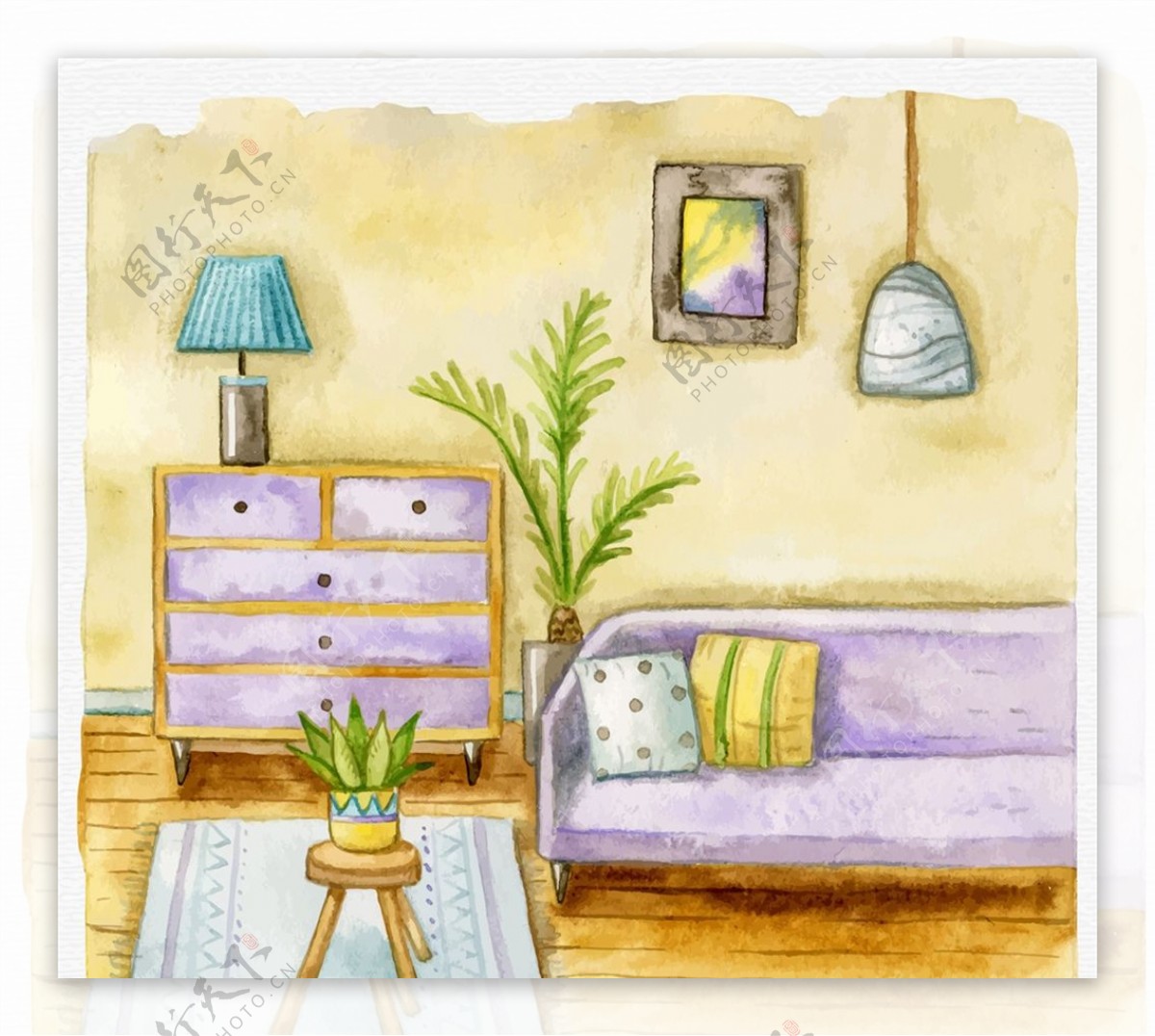 彩绘温馨客厅图片