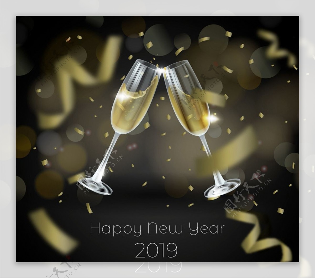 新年碰杯香槟酒杯图片