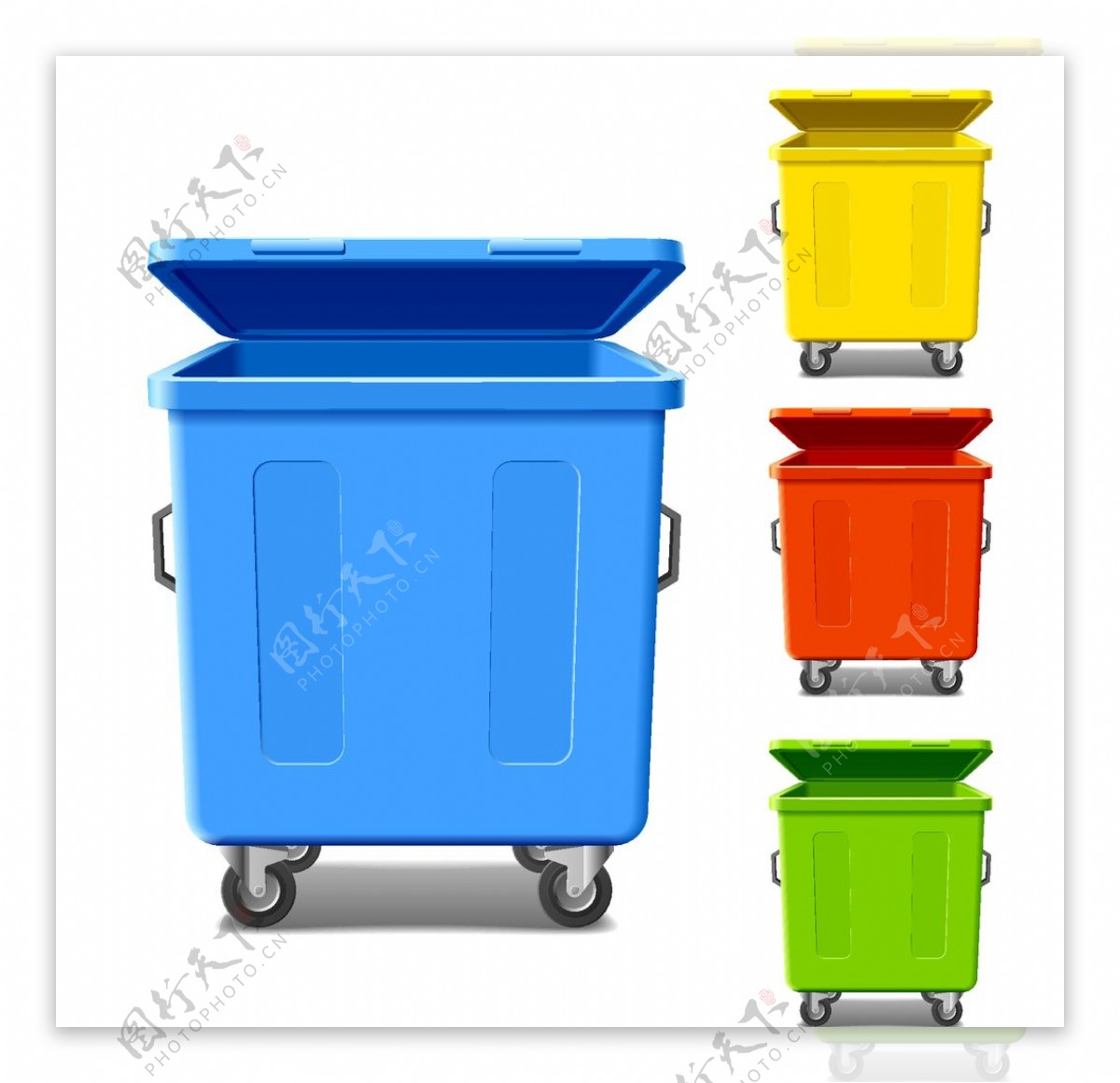 彩色滚轮垃圾桶图片