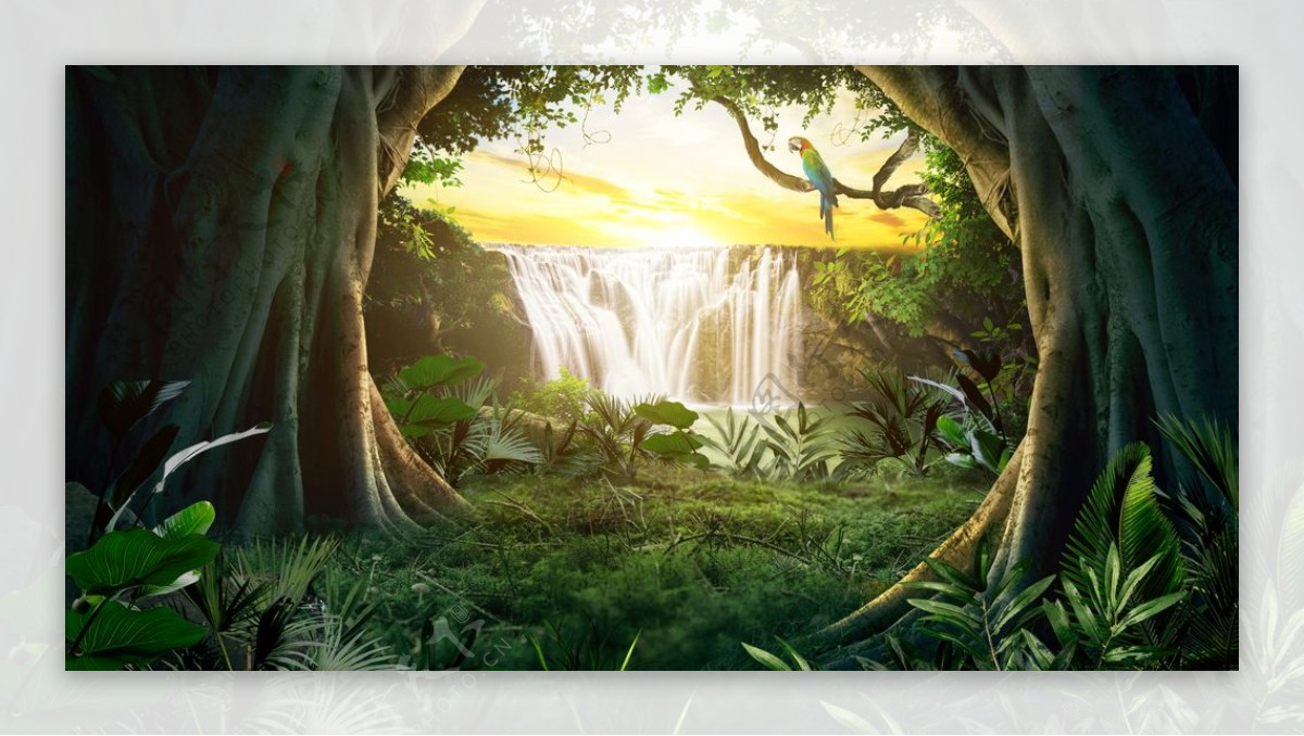 森林梦幻魔幻清新背景海报素材图片
