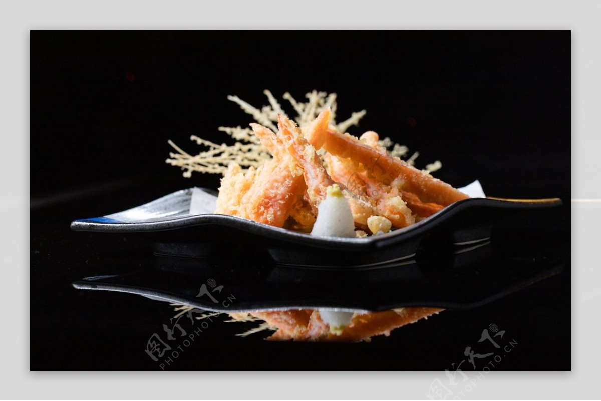 油炸天妇罗日本美食背景海报素材图片