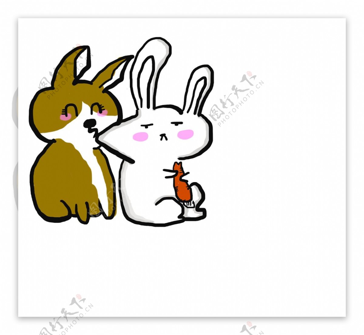 插画兔子吃萝卜图片