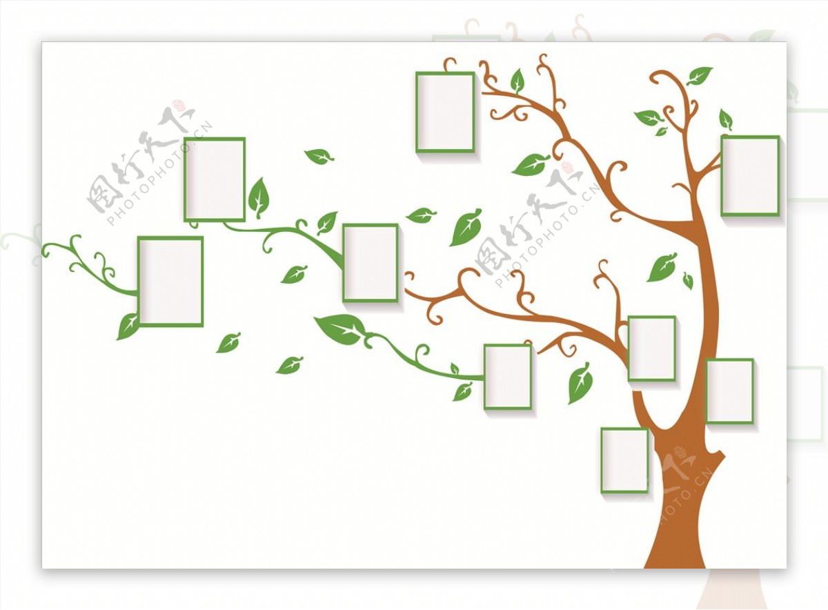 矢量绿色环保健康树照片形象墙图片