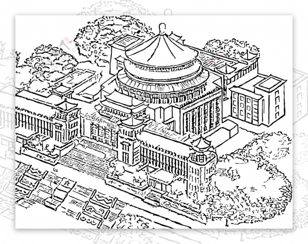 重庆建筑手绘人民大礼堂图片