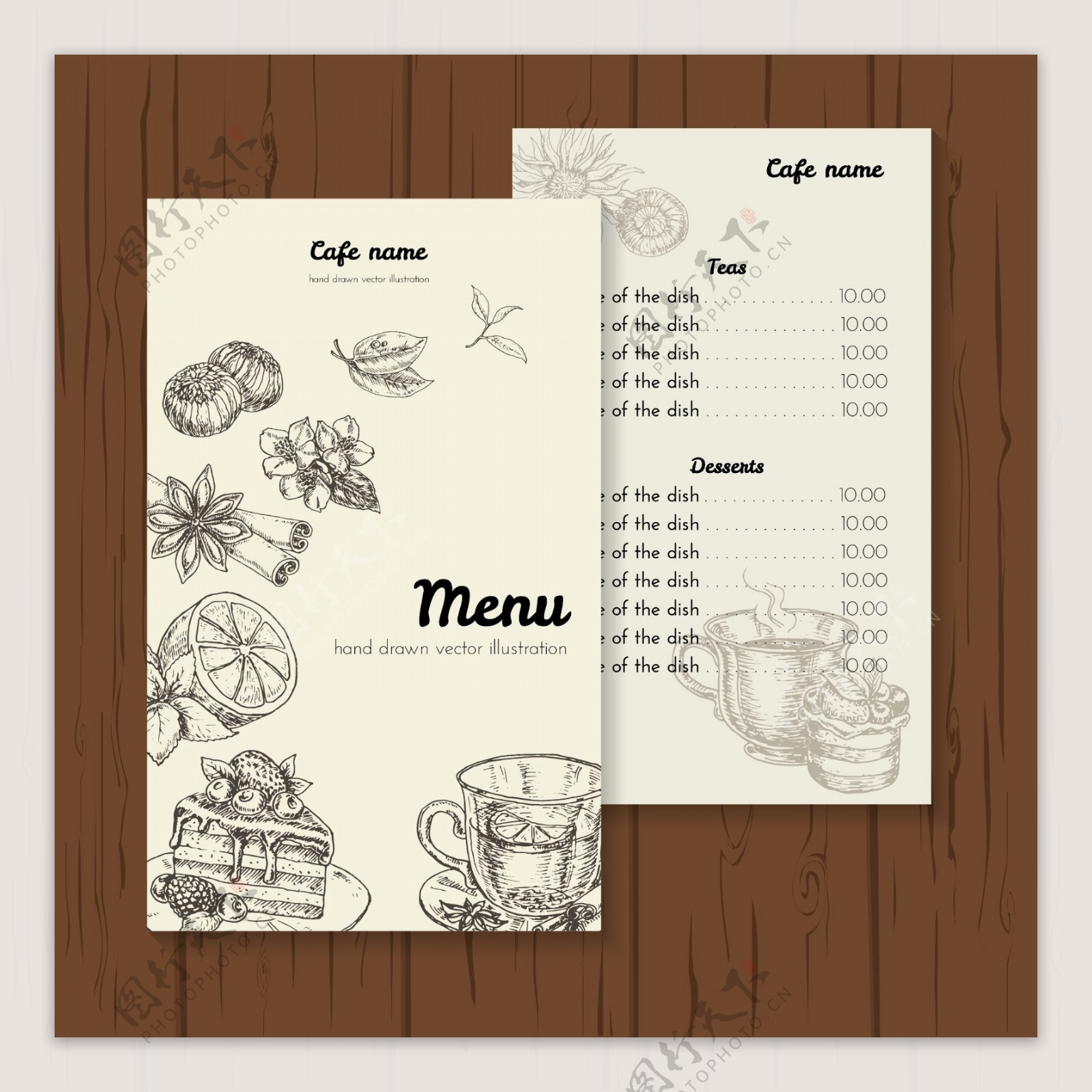 手绘茶餐厅菜单图片