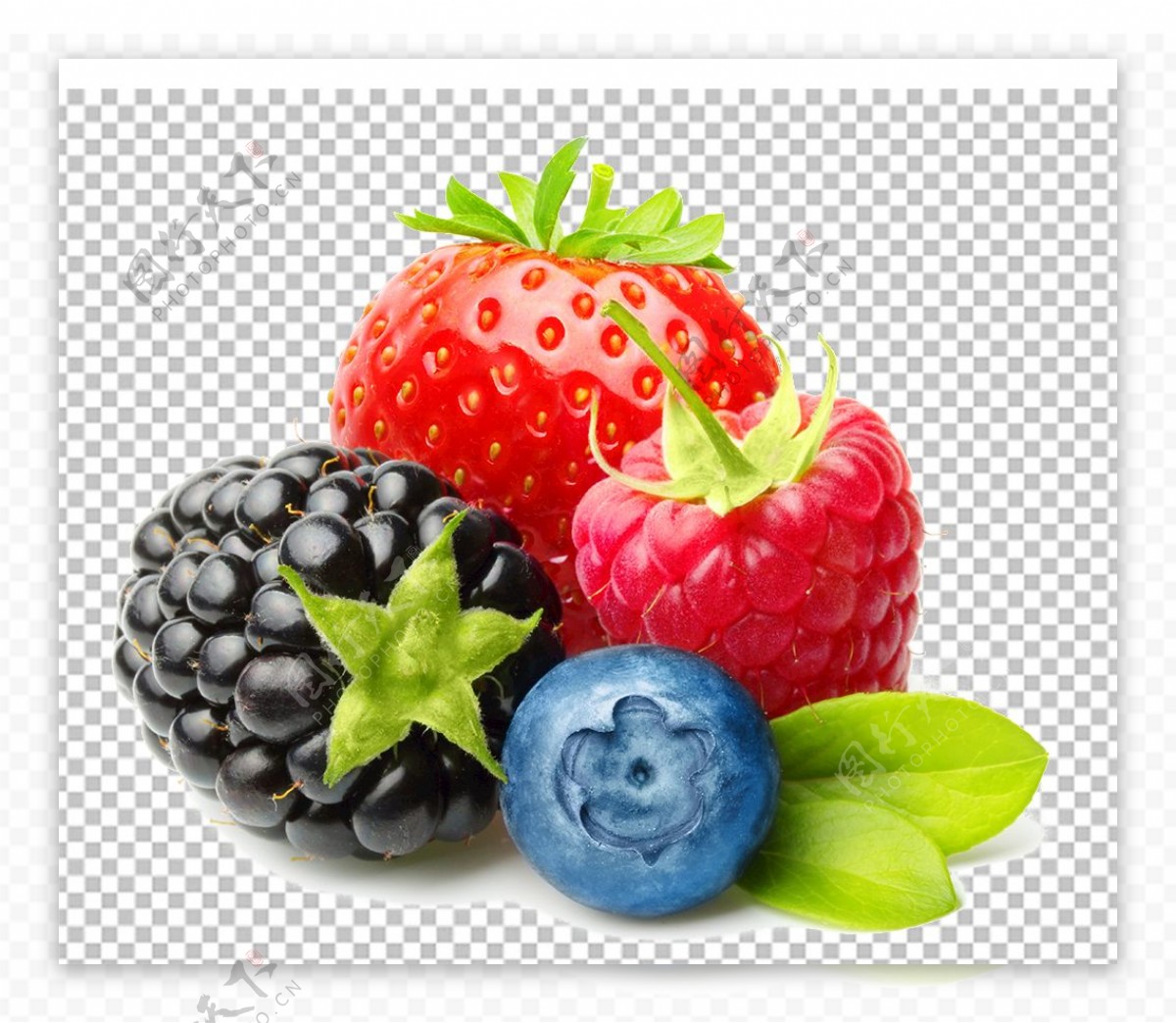 草莓蓝莓特写图片