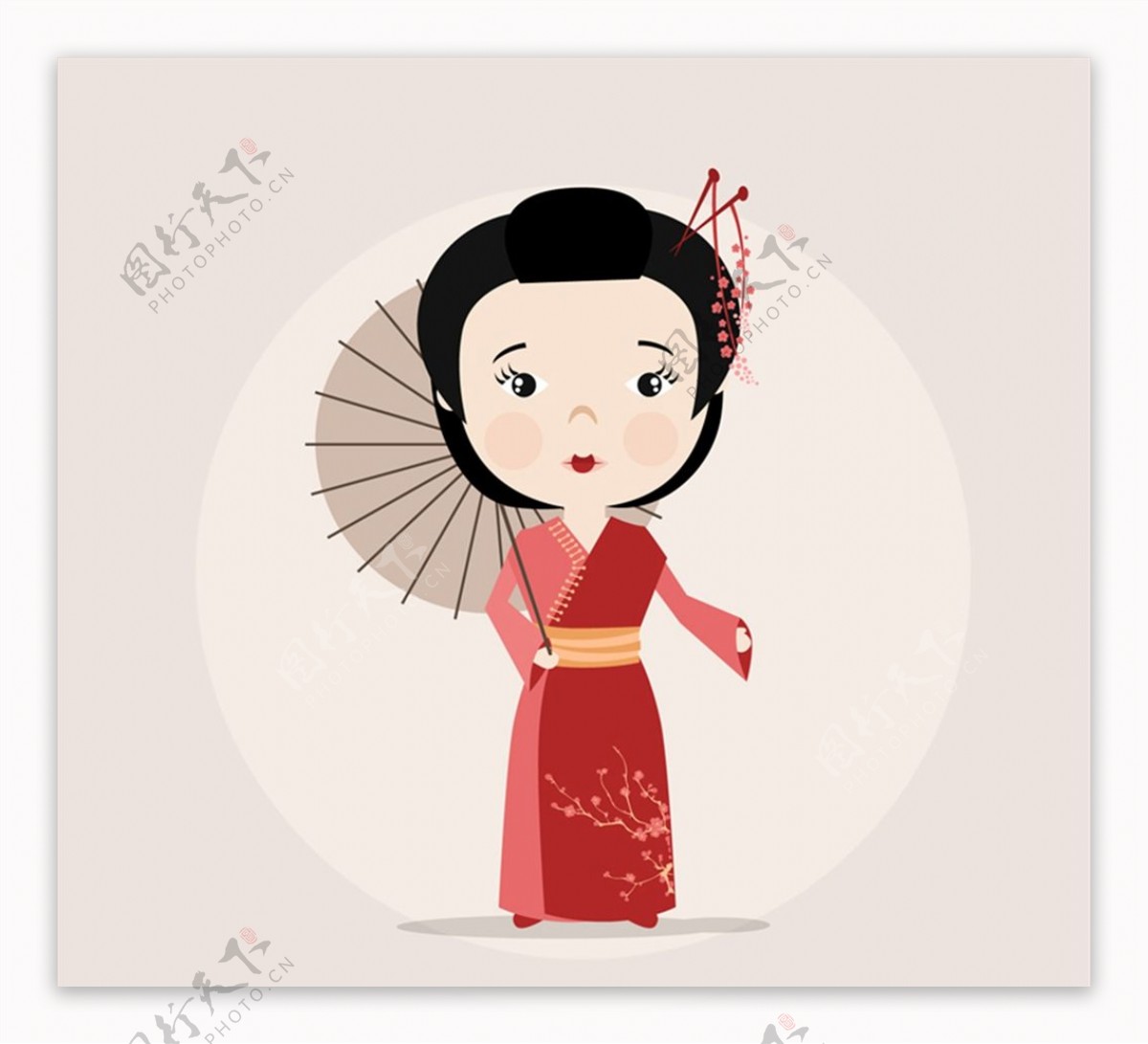 撑伞的日本女子图片