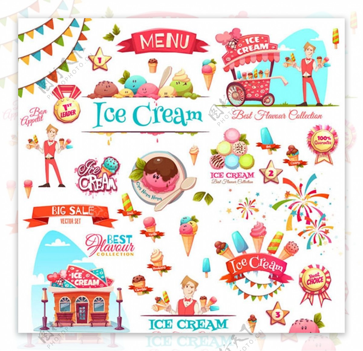 卡通冰淇淋销售图片