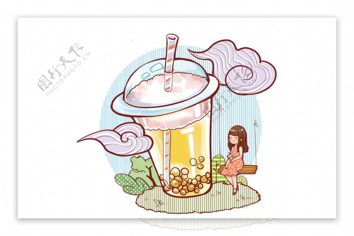 卡通奶茶插画图片