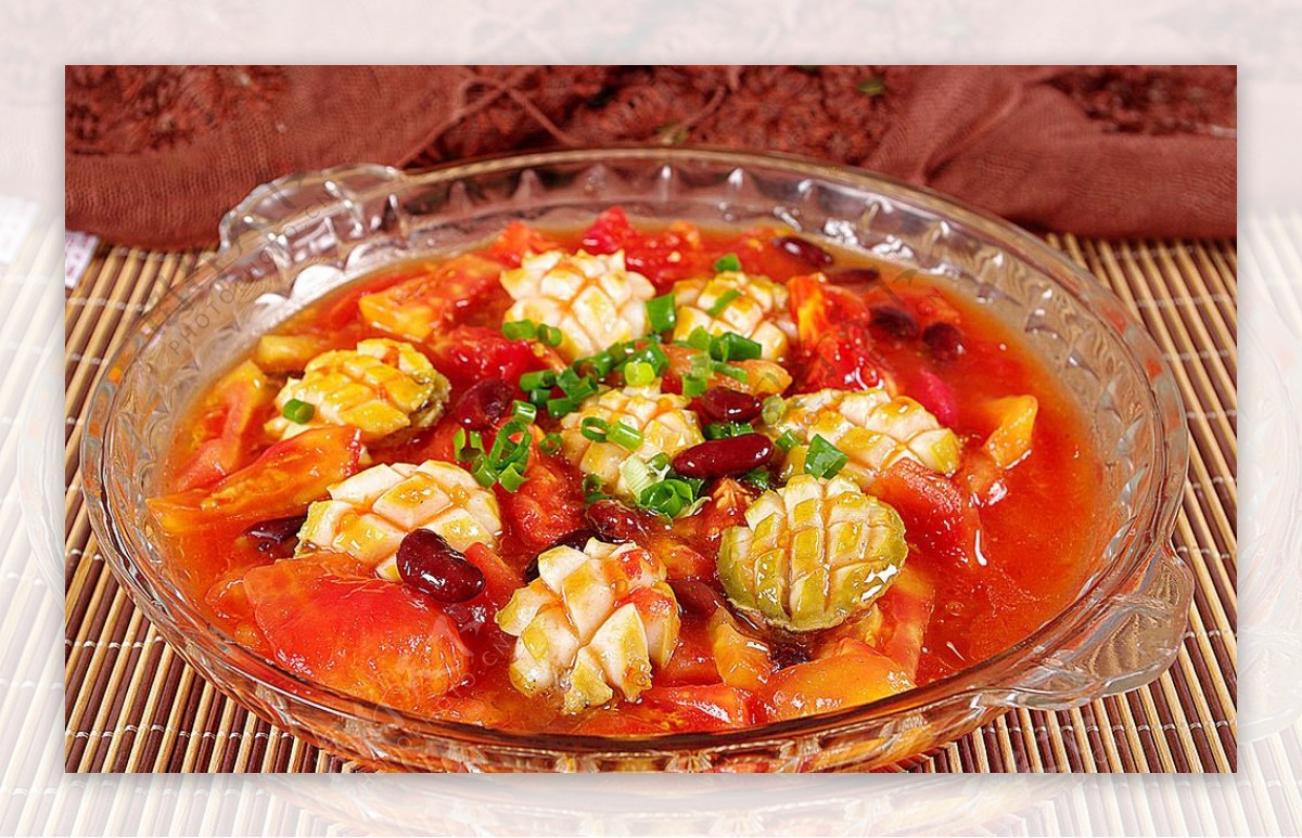 鲁菜山东菜番茄腰豆煮鲜鲍图片