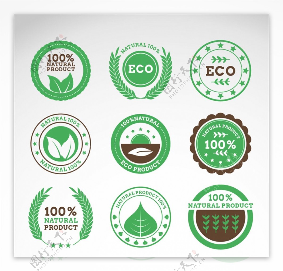 绿色天然产品标签图片