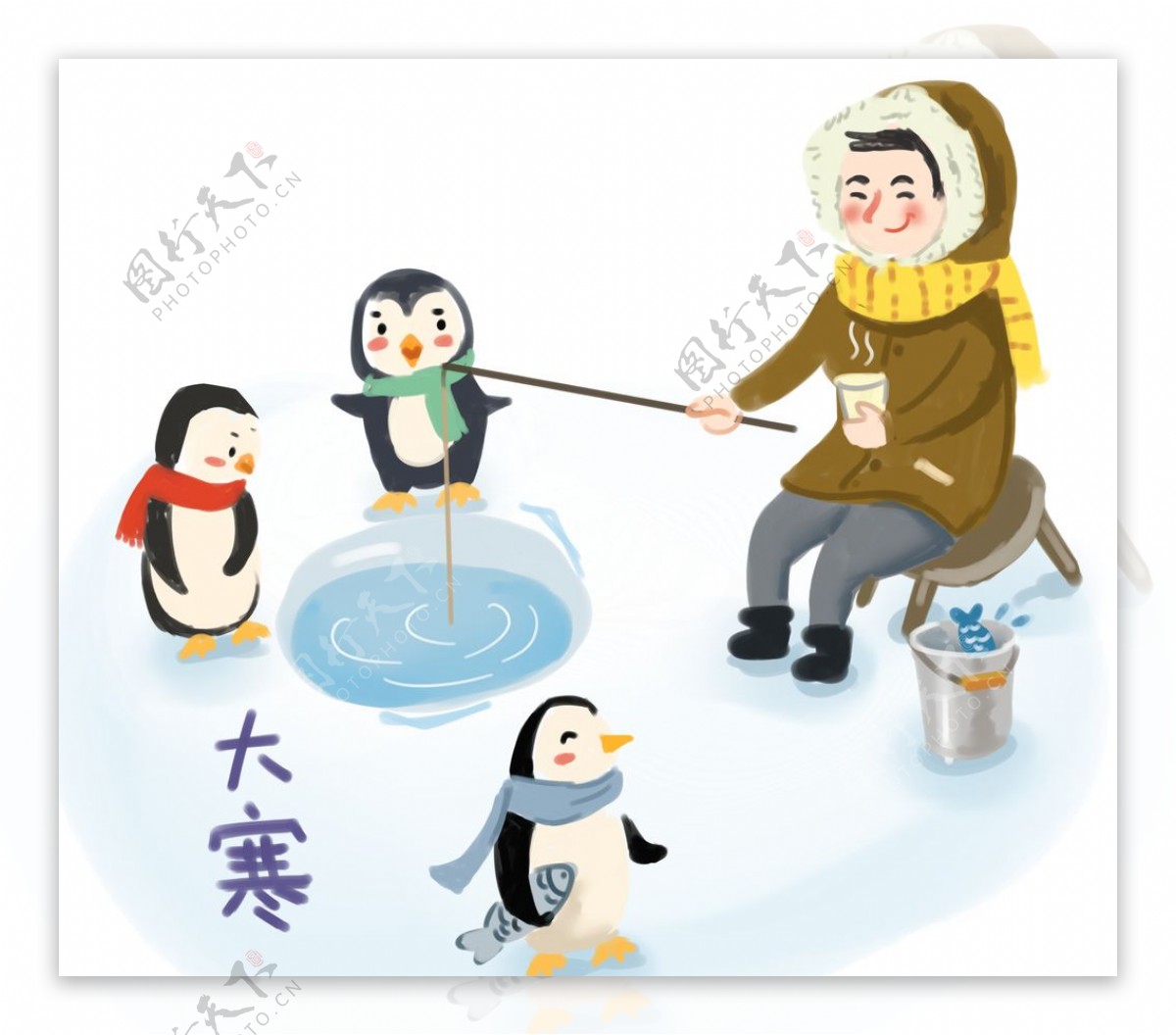 手绘企鹅插画图片