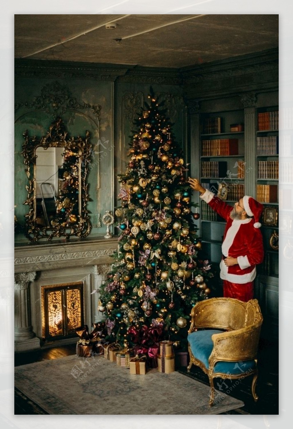 圣诞树和圣诞老人图片