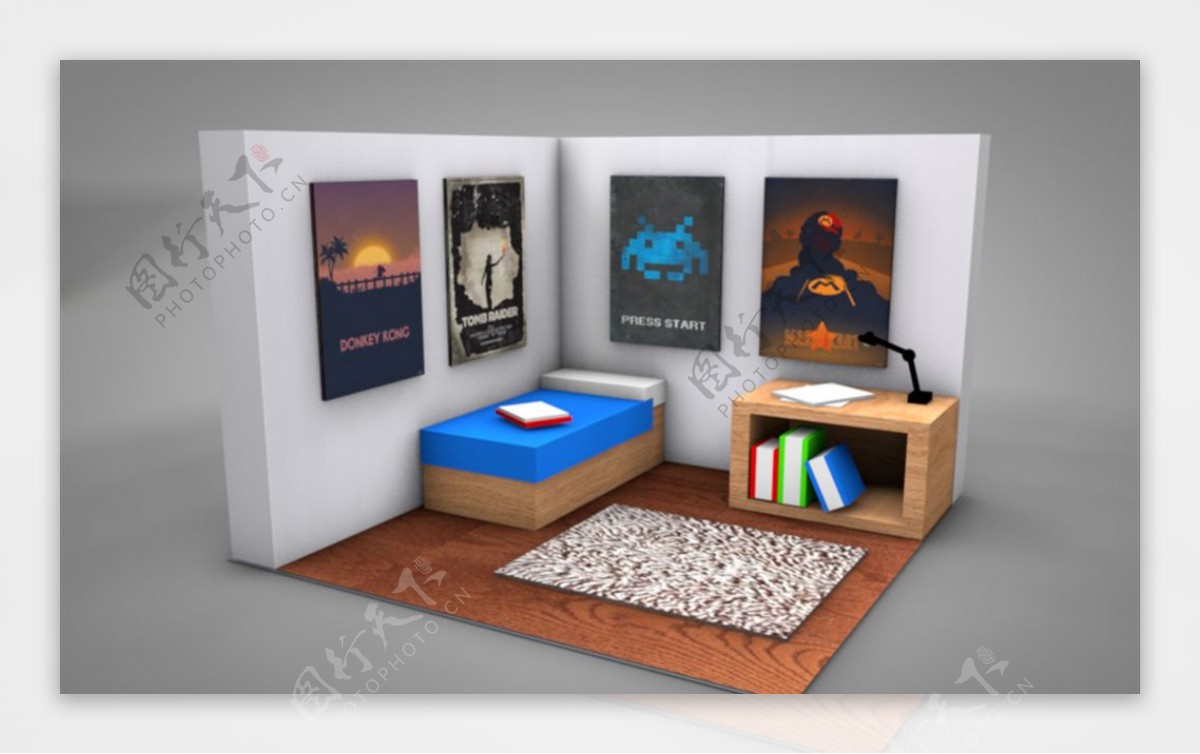 C4D模型卧室房间图片