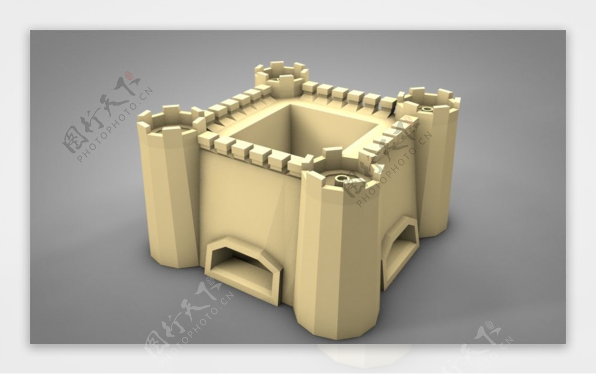 C4D模型像素城堡图片