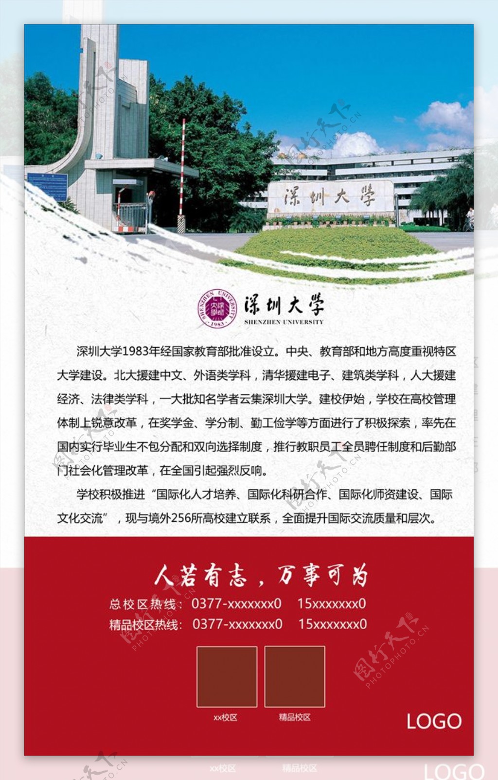 深圳大学学校宣传展板图片
