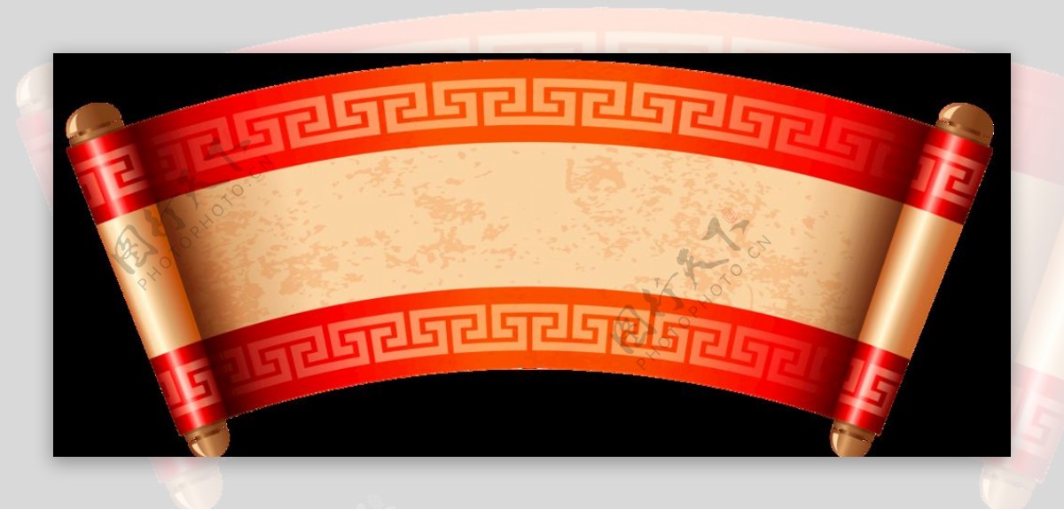 中国风中式古典复古标题栏卷轴图片