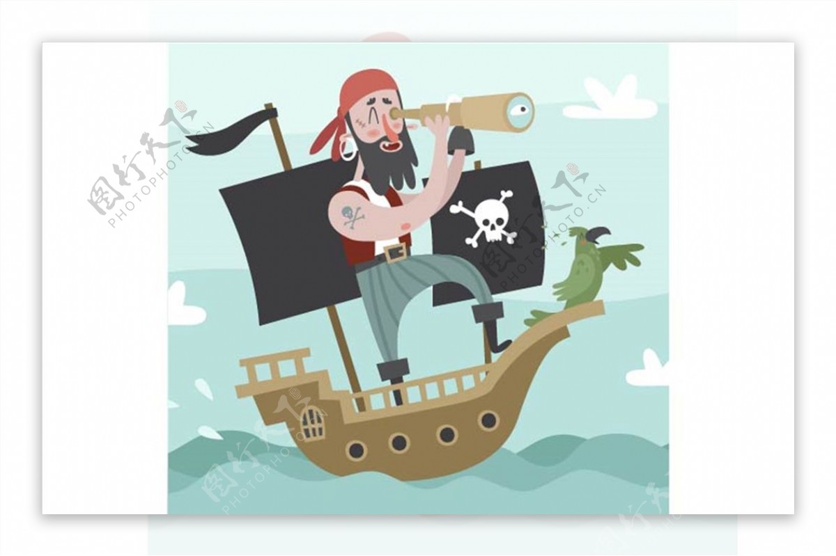 卡通寻找宝藏的女海盗图片_其他_其他-图行天下素材网