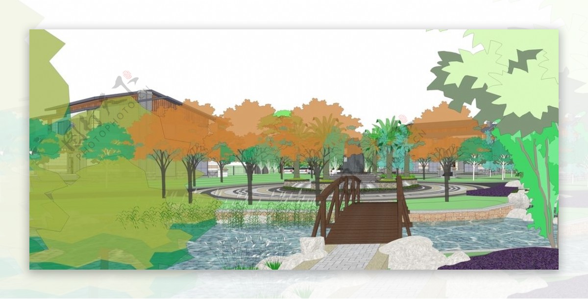 会议中心园林景观设计效果图图片
