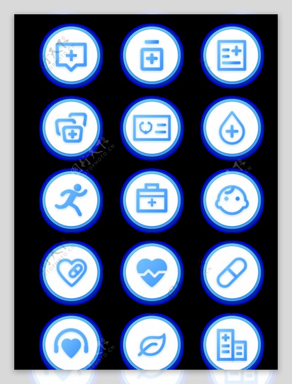 医疗健康蓝色手机APP常用图标图片